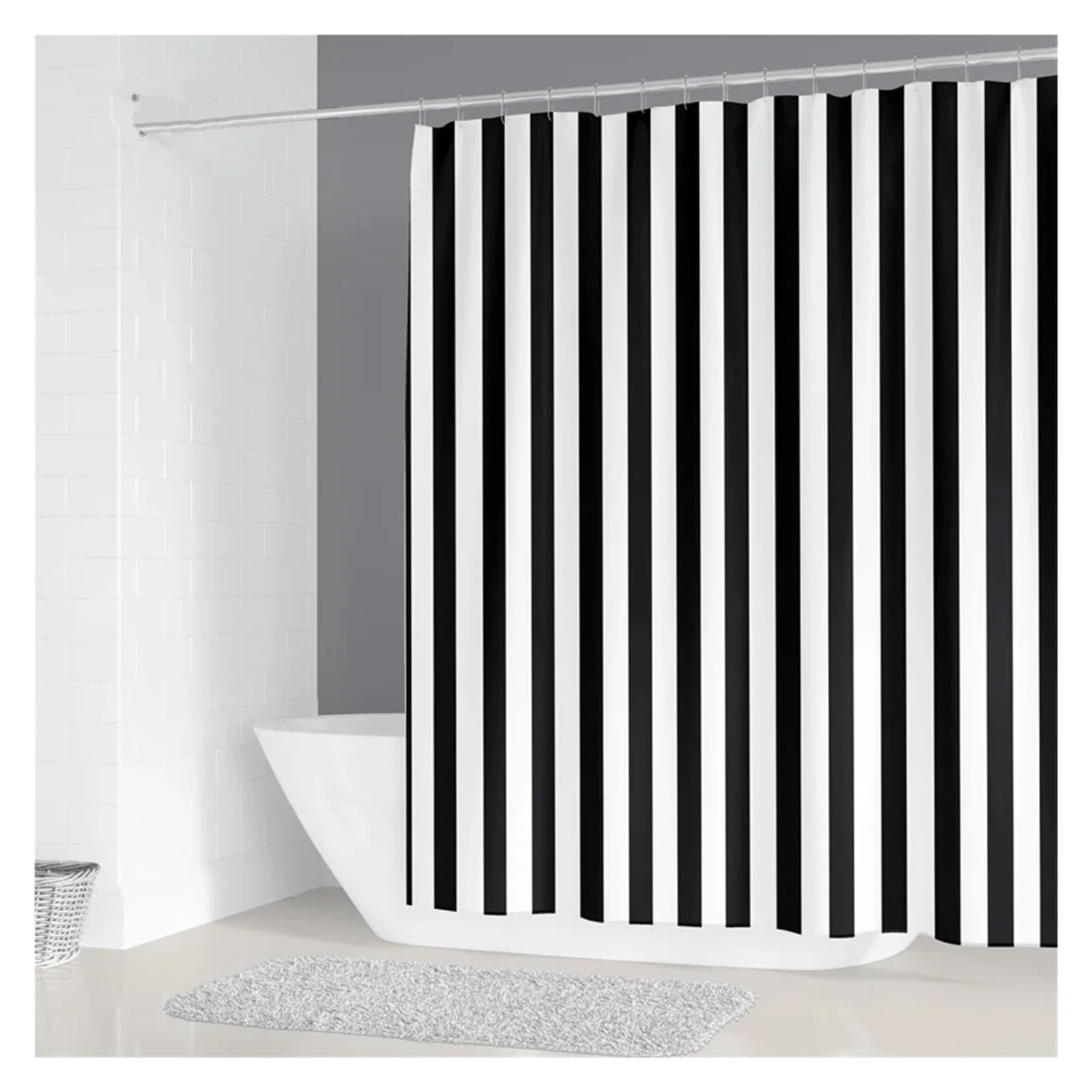 Cortina De Ducha Cortina de Ducha Impermeable for baño, 200 x 180 cm, con Estampado geométrico Simple, de poliéster, for decoración del hogar, con 12 Ganchos(2,W180xH240cm)