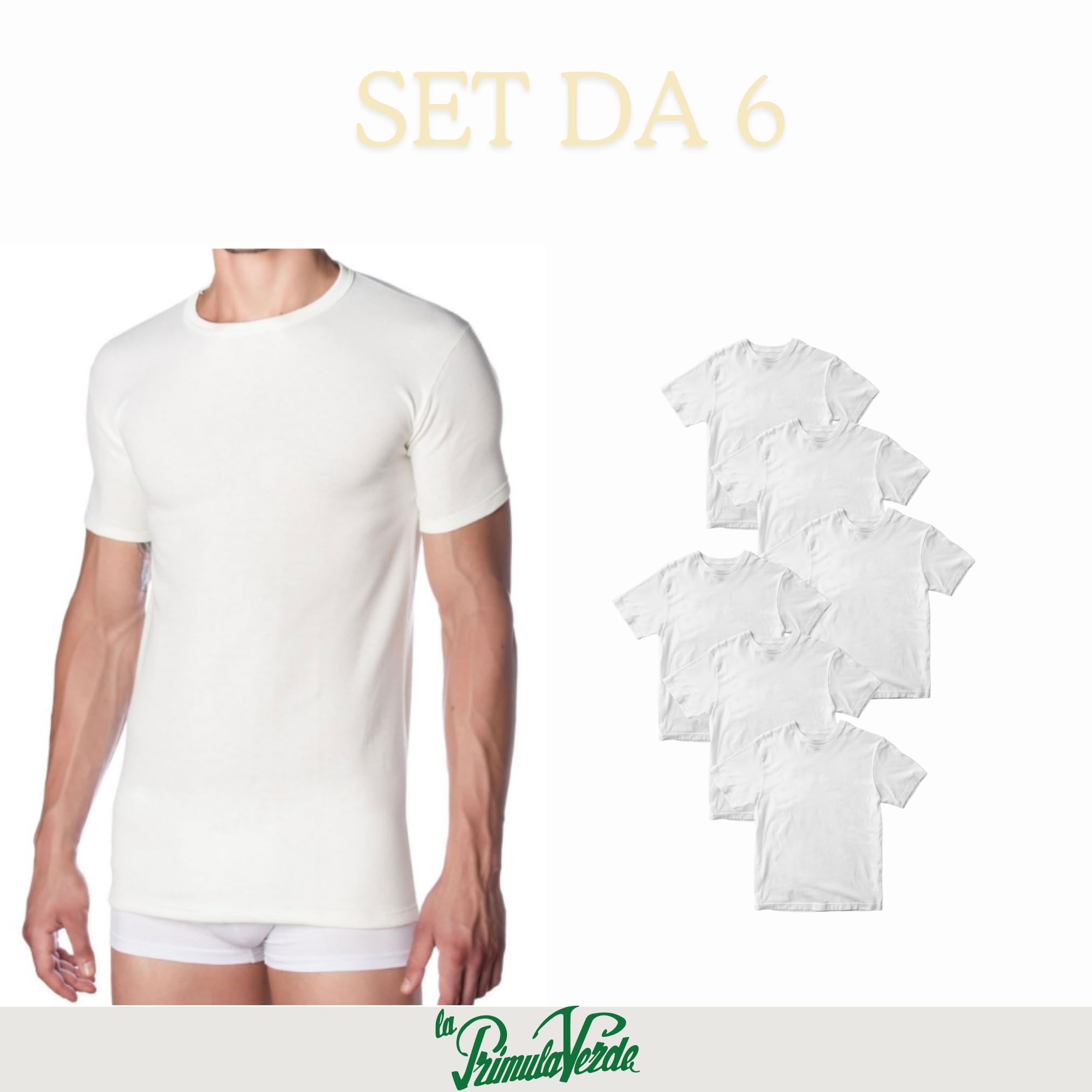 Maglia Intimo Uomo Mezza Manica Lana Esterno e Cotone sulla Pelle, Maglietta Ideale per la Termica Uomo, Running, Palestra, Calcio, Ciclismo, Termica, Made in Italy