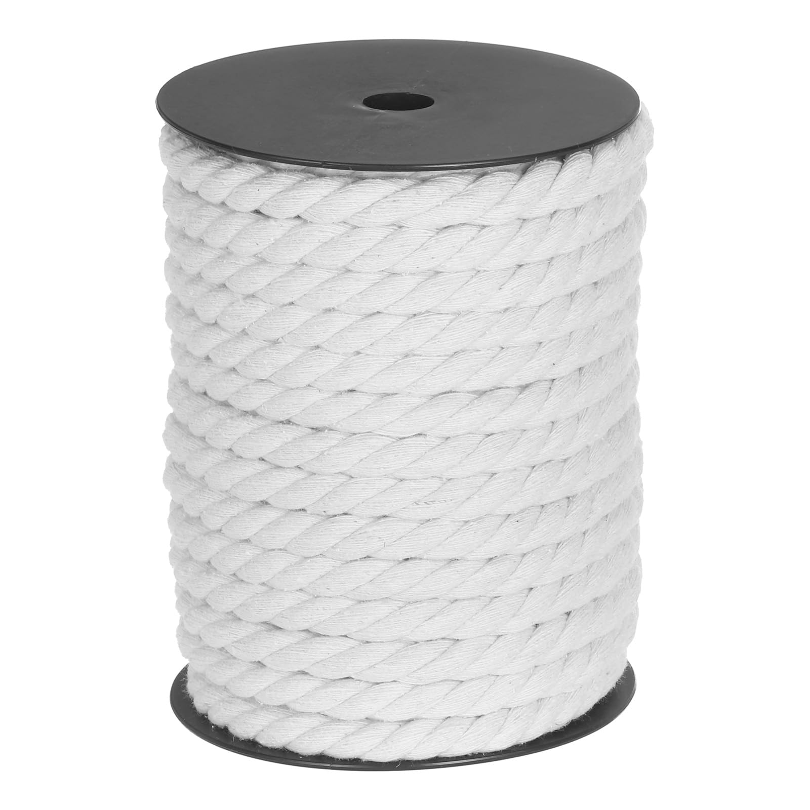 MECCANIXITY Cotton Rope 3 Strand Twisted Braided Rope Cord, White 10mm x 75ft Craft Rope Cord Cotton for Wall Hanging, Plant Hanger, Knitting, Macrame Knotting