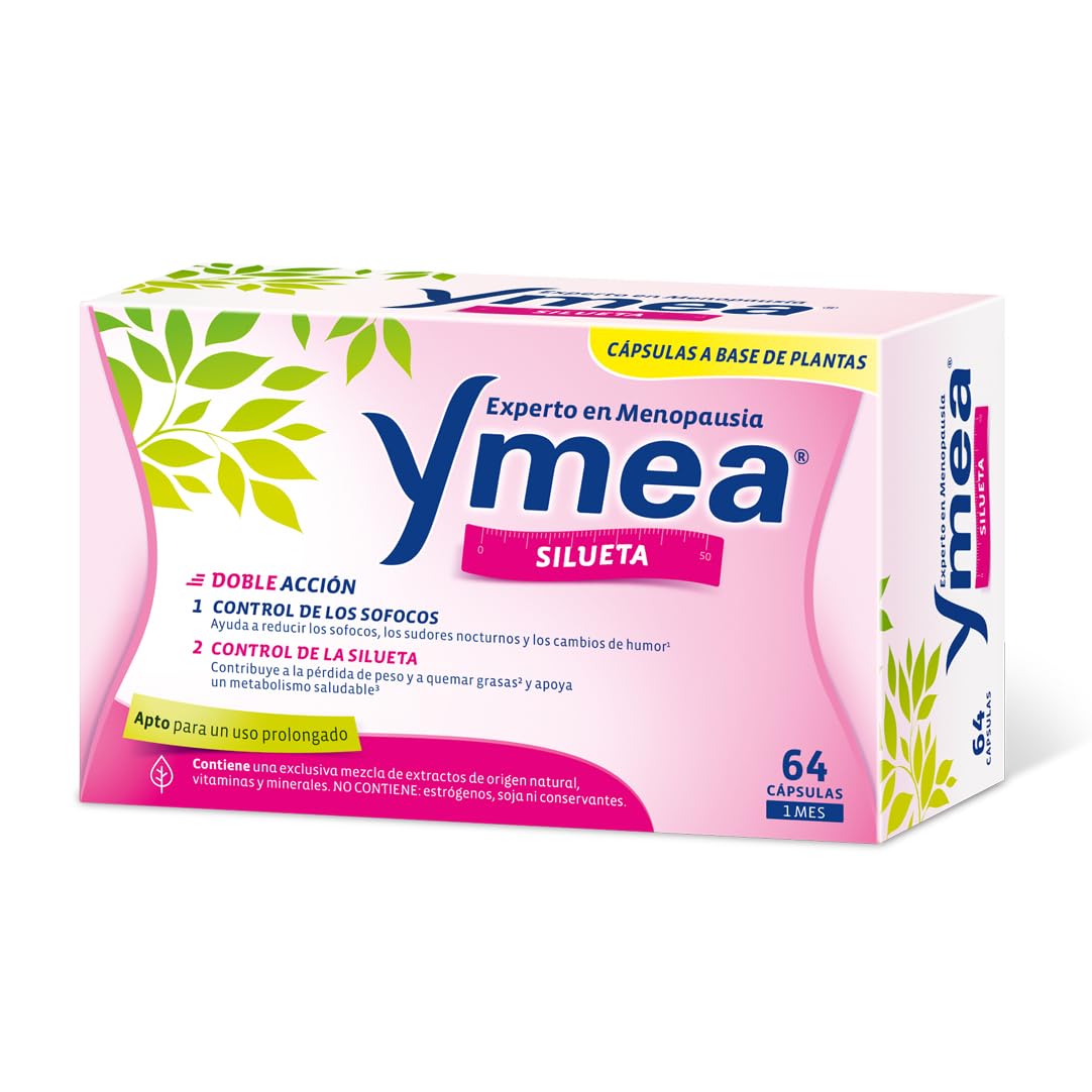 Ymea Silueta| Tratamiento de la Menopausia | Doble acción - Control de Sofocos y Control de la Silueta | Apto para Uso Prolongado | Sin Estrogenos, Soja o Consevantes, 64 cápsulas