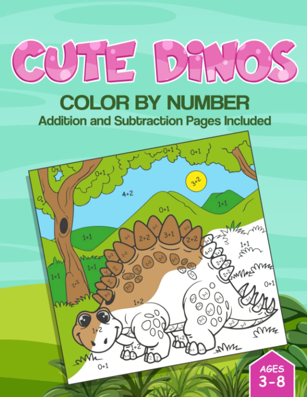 Cute Dinos - Color by Number: Color by Number - Addition and Subtraction Included