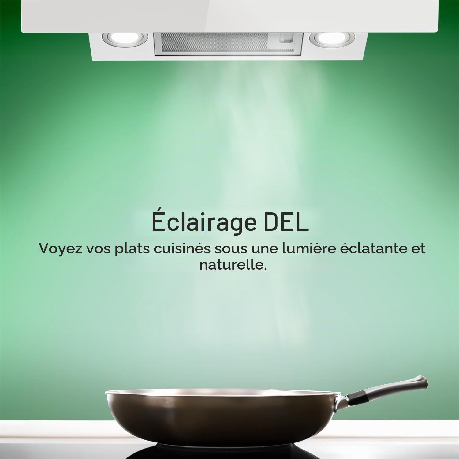 KKT KOLBE Hotte aspirante murale ECCO9005WM, 90 cm, sans tête | 782 cbm/h, évacuation et recirculation, verre blanc, éclairage LED RGBW, application WiFi intelligente, Wi-Fi