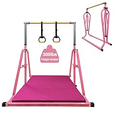 Foldable Gymnastics Kip Bar,Horizontal Bar for Kids,No Wobble Gym Equipment for Home Indoor,3' to 5' Adjustable Height,Gymnasts 1-4 Levels,300 lbs Weight Capacity