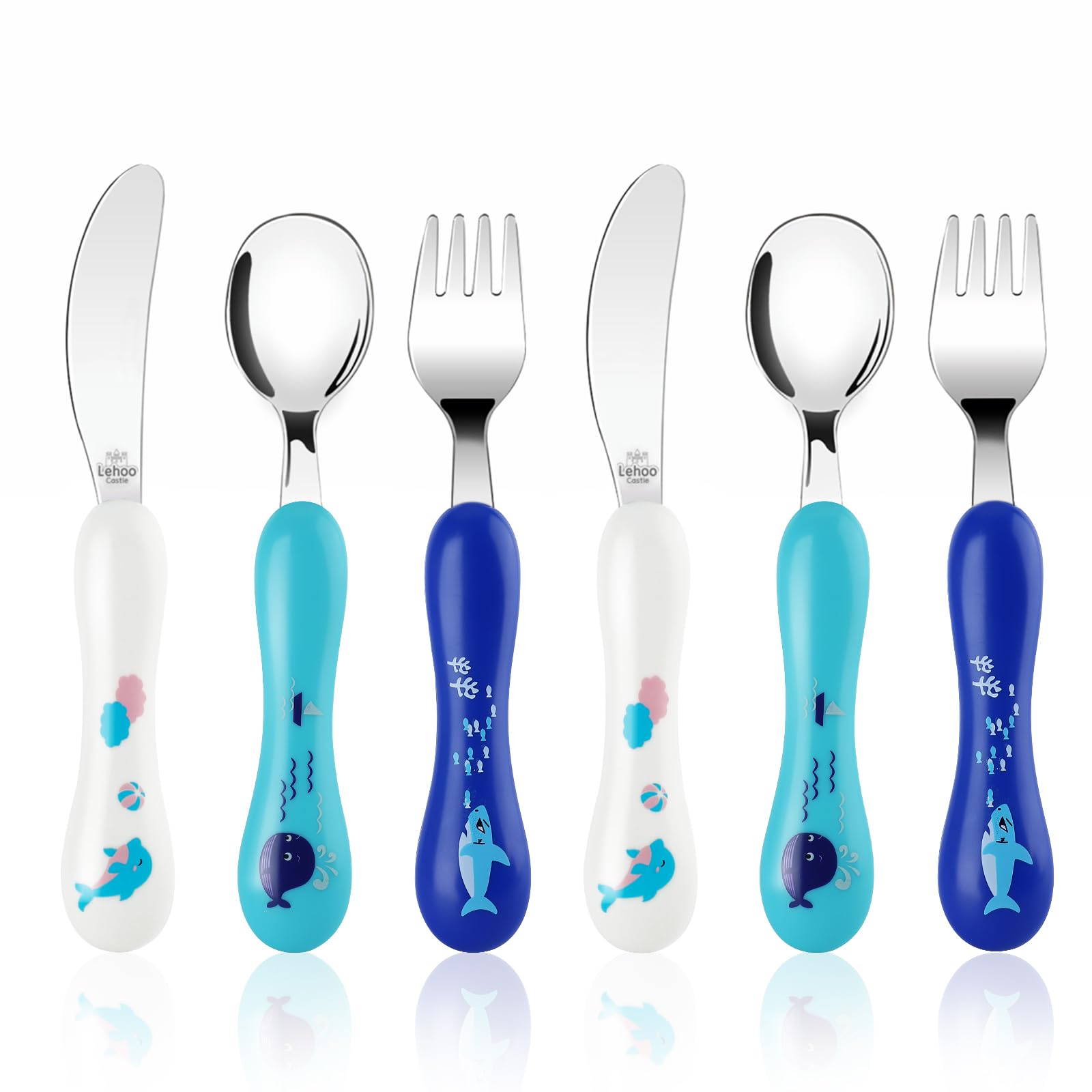 Lehoo Castle Children's Cutlery Set, 6pcs Stainless Steel Toddler Cutlery Kids Cutlery Flatware, Incudes 2 x Spoons, 2 x Forks, 2 x Knives — view 13