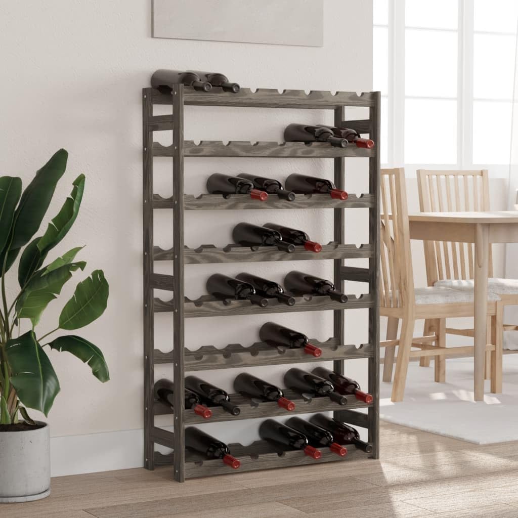 Botellero de madera maciza de pino para 56 botellas, elegante botellero de pino para almacenamiento y presentación