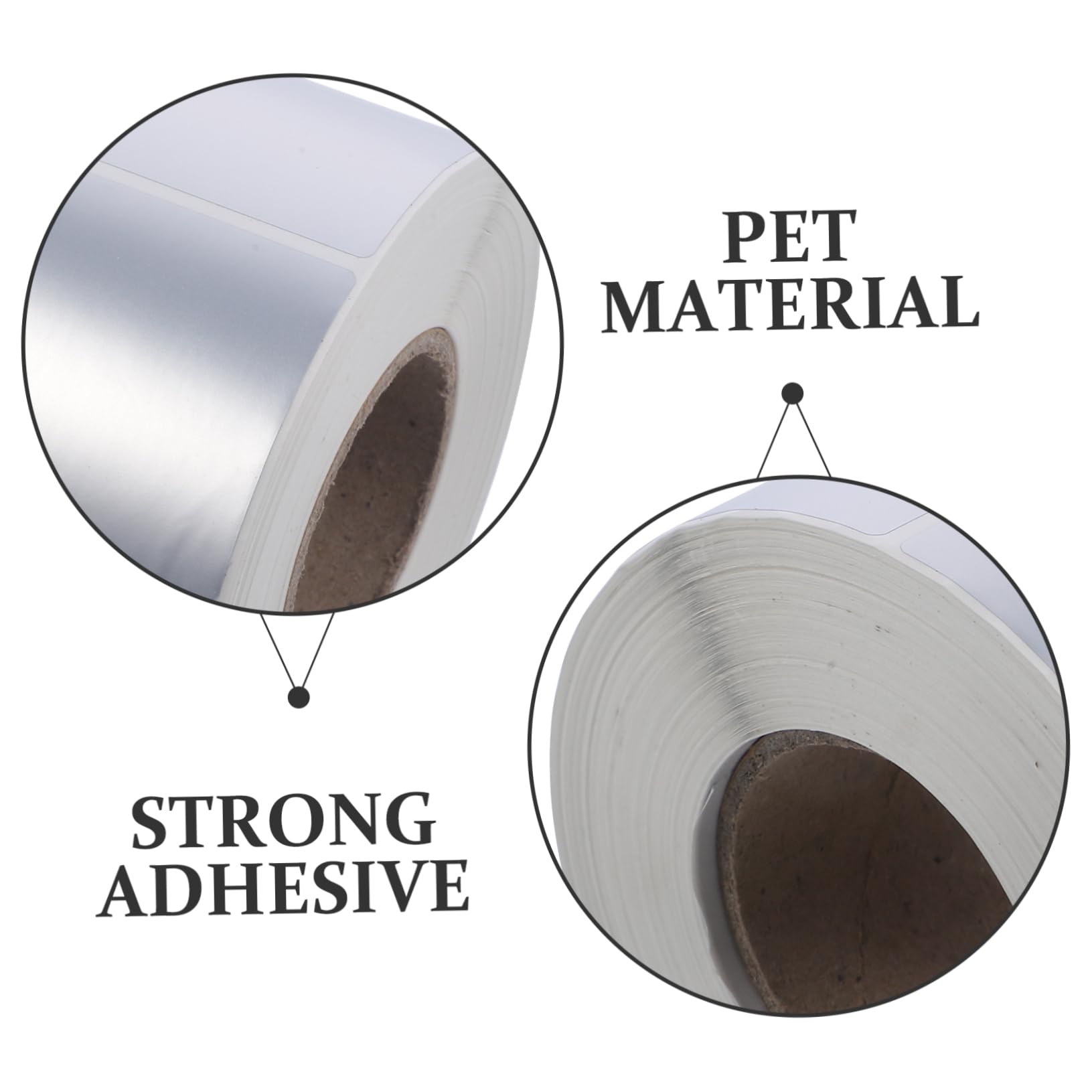Etichette Adesive Stampabili Argento Pet 1 Rotolo da 1500 Pezzi | Resistenti All’acqua, Superficie No Smudge, Formato Rettangolare Angoli Arrotondati