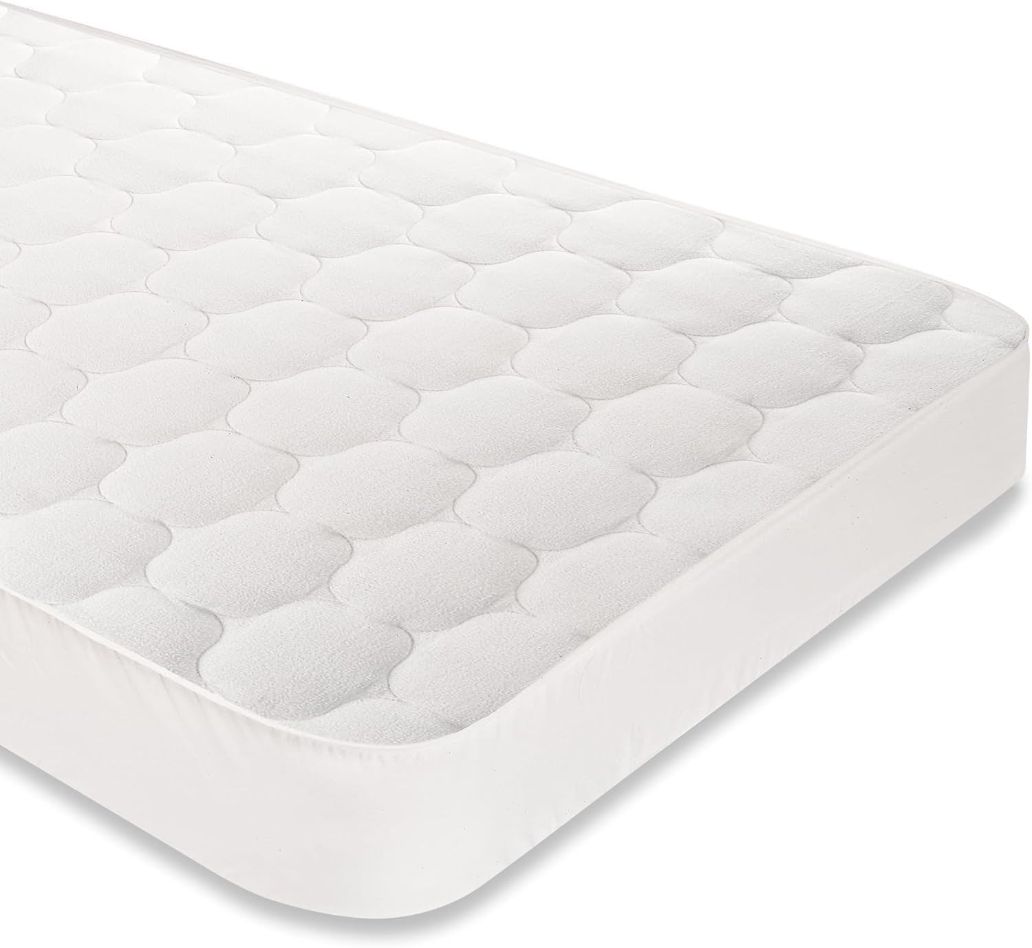 Moshy Cubrecolchón Protector Dolpy, Reversible, Algodón 100%, Antialérgico, con Relleno de Fibra Antiácaros, Platabanda 30 cm, Blanco (200x200 cm)