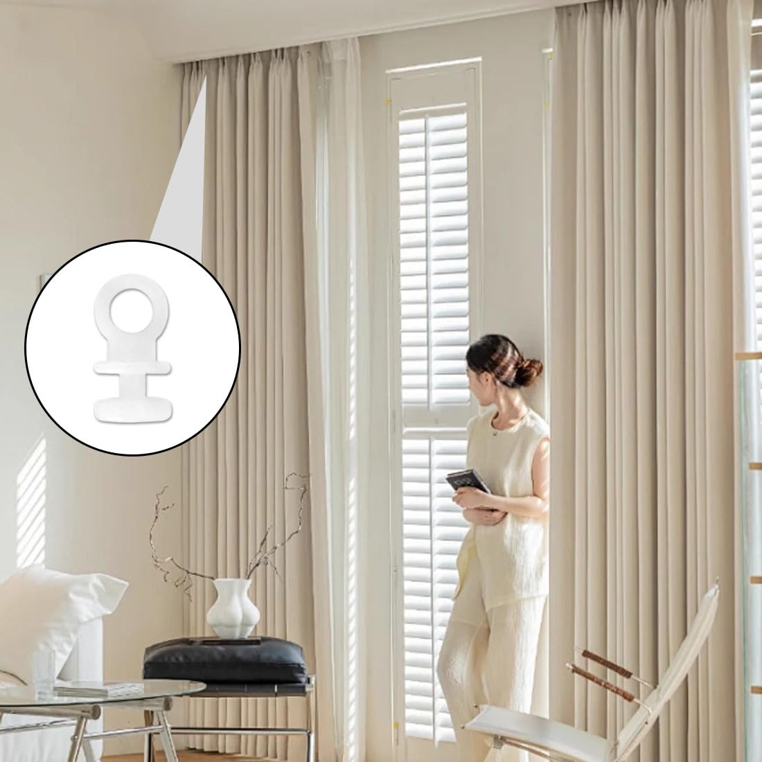 100 Ganci Scorrevoli Per Tende - Plastica Resistente Per Tende Da Letto E Pista, Facili Da Installare - Foto 4