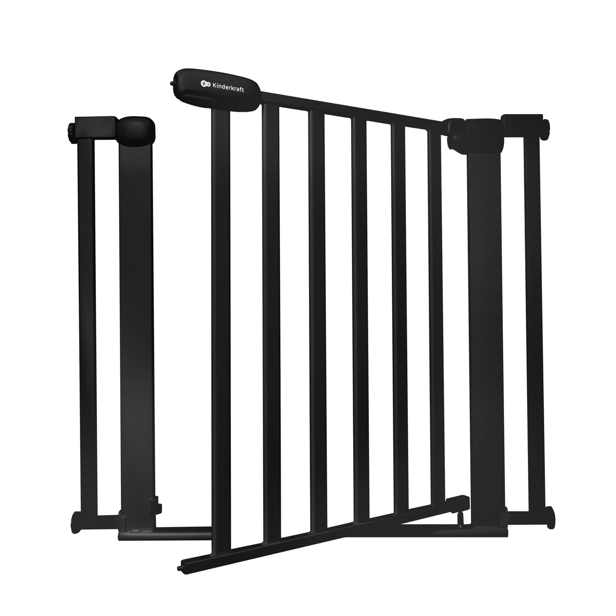 Kinderkraft LOCK&GO Cancelletto di sicurezza da 75-103 cm, Chiude automaticamente di 90 gradi, Doppio dispositivo di sicurezza, Previene di inciampare, Nero