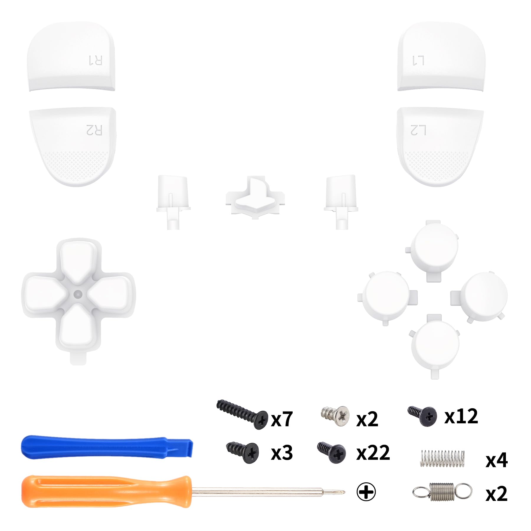 eXtremeRate Przyciski Zamienne Kompatybilne z Kontrolerem ps5 Edge,D-pad Share Options Przyciski Home Face R1 L1 R2 L2 Triggers Kompatybilne z Kontrolerem ps5 Edge(Brak Controller)-Bialy