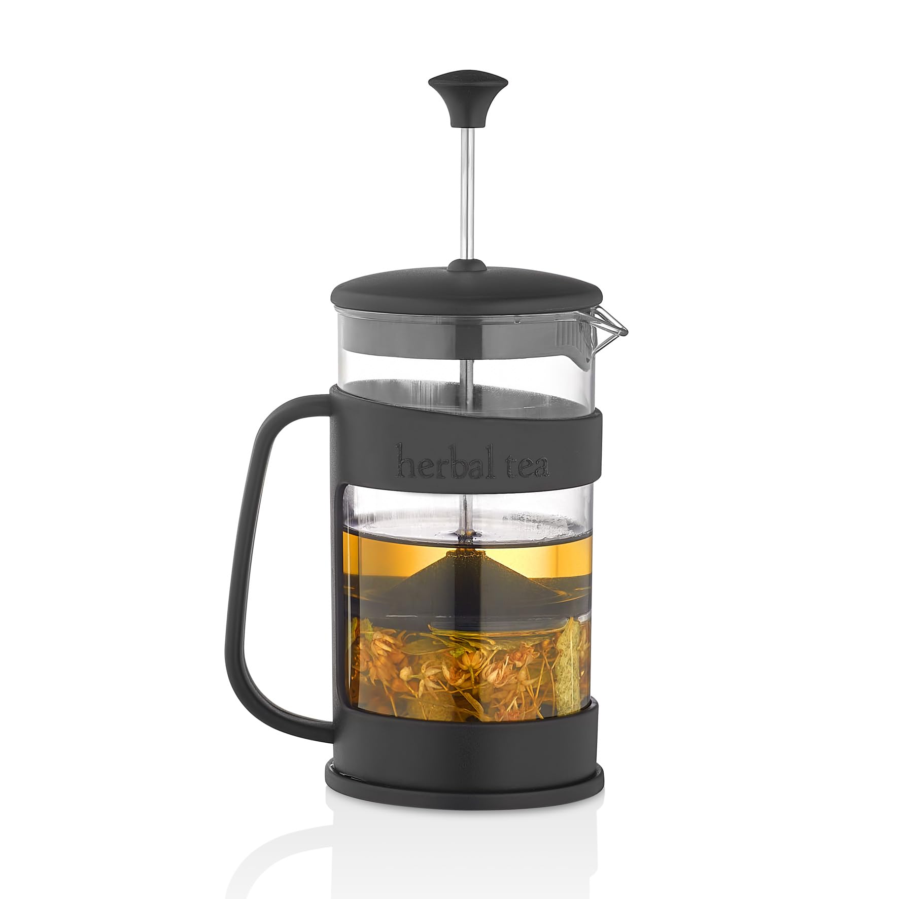 cev home essentials French Press Coffee and Tea Maker - 400ml (13.5oz) BPA-Free Heat-Resistant Plastic Body - Perfect for Herbal Tea, Filter Coffee, and Espresso Brewing - Sleek Black Design