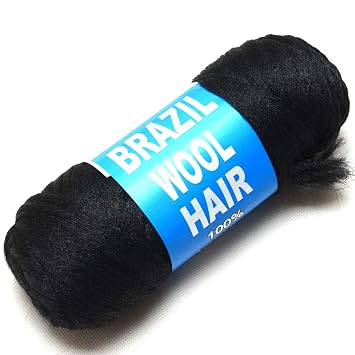 Brazilian Wool Hair 1 Roll Black Acrylic Yarn for African Hair Braiding Sengalese Twisting Jumbo Braids/Crochet Faux Locs/Wraps/Dreadlocks