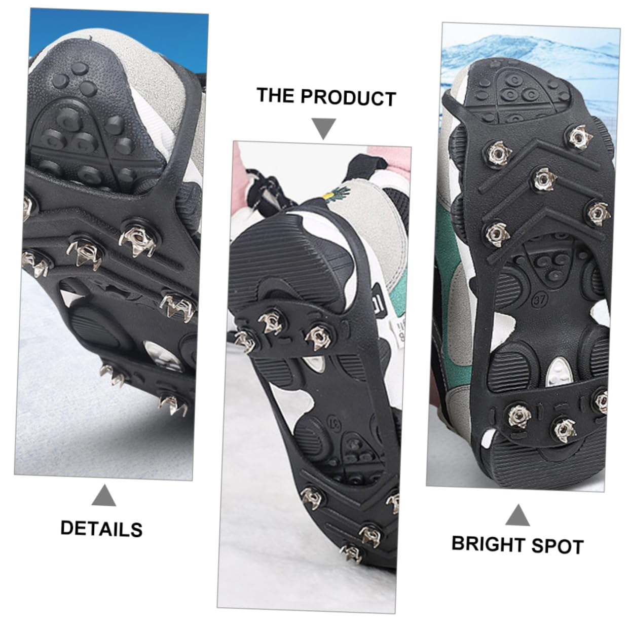 VALICLUD Non-Slip Ice Claws for Shoes Outdoor Cleats Flexible Practical Easy to Adjust Length