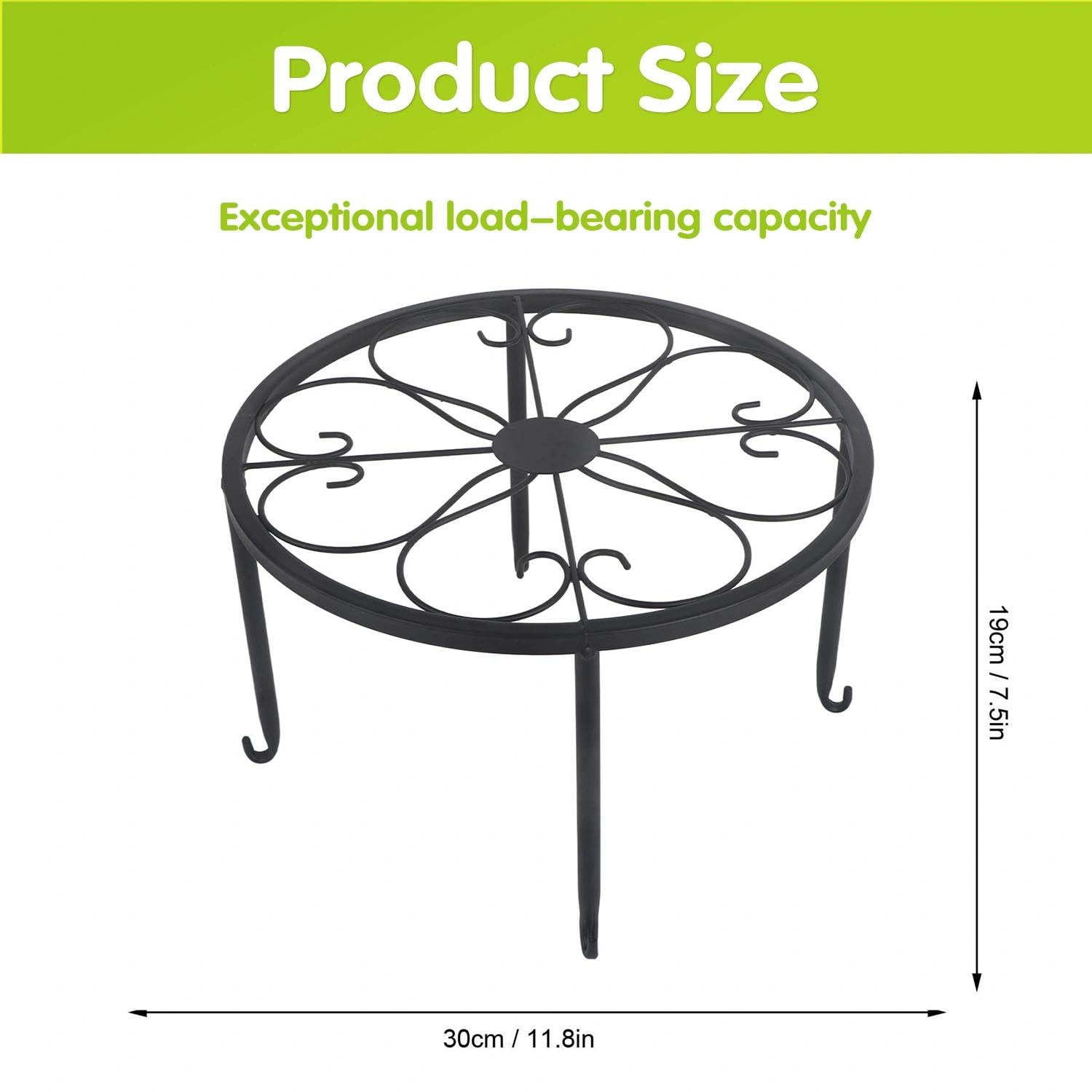 Tissting Support pour Plantes en Métal, Jardinières D'intérieur et D'extérieur, Support Robuste pour Pots de Fleurs, Support pour Plantes en Fer à Une Seule Couche, Support pour Pots(Large-Le Noir)