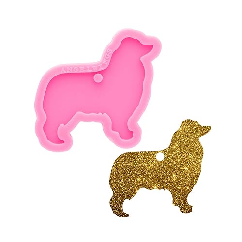 Shiny Glossy Dog Shape Keychain Silicone Mold with Hole Pet Style Mold Necklace Epoxy Jewellery Silicone Mold Resin Crafting Molds for Luggage Tag Pendant
