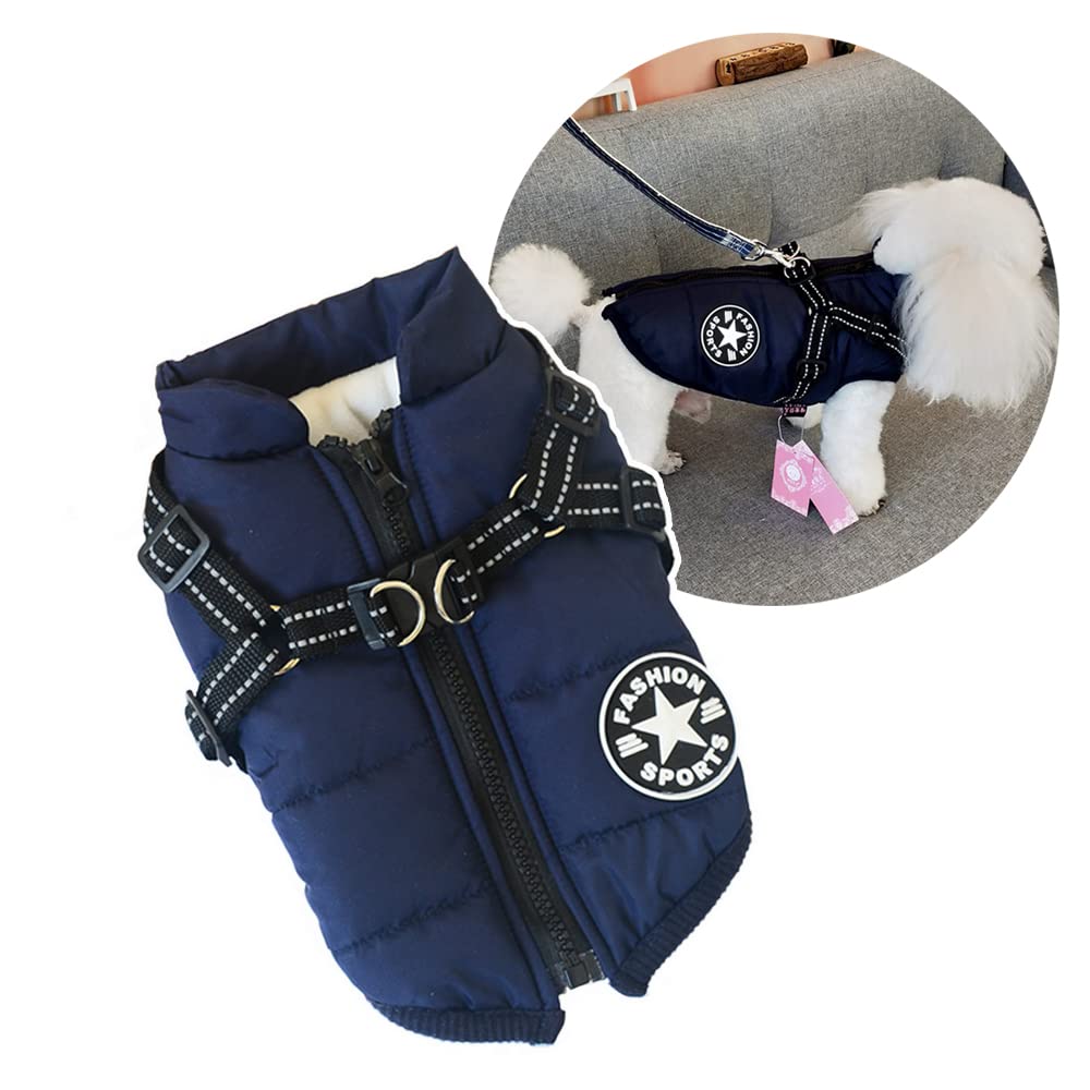 Oncpcare 犬服 一体型綿入れを牽引する 犬 ベスト 綿服コート 猫 小型犬 中型犬 服 お散歩 軽量 着脱簡単 秋 冬 防寒 防水ジャケット 暖かい ペット服 - 1