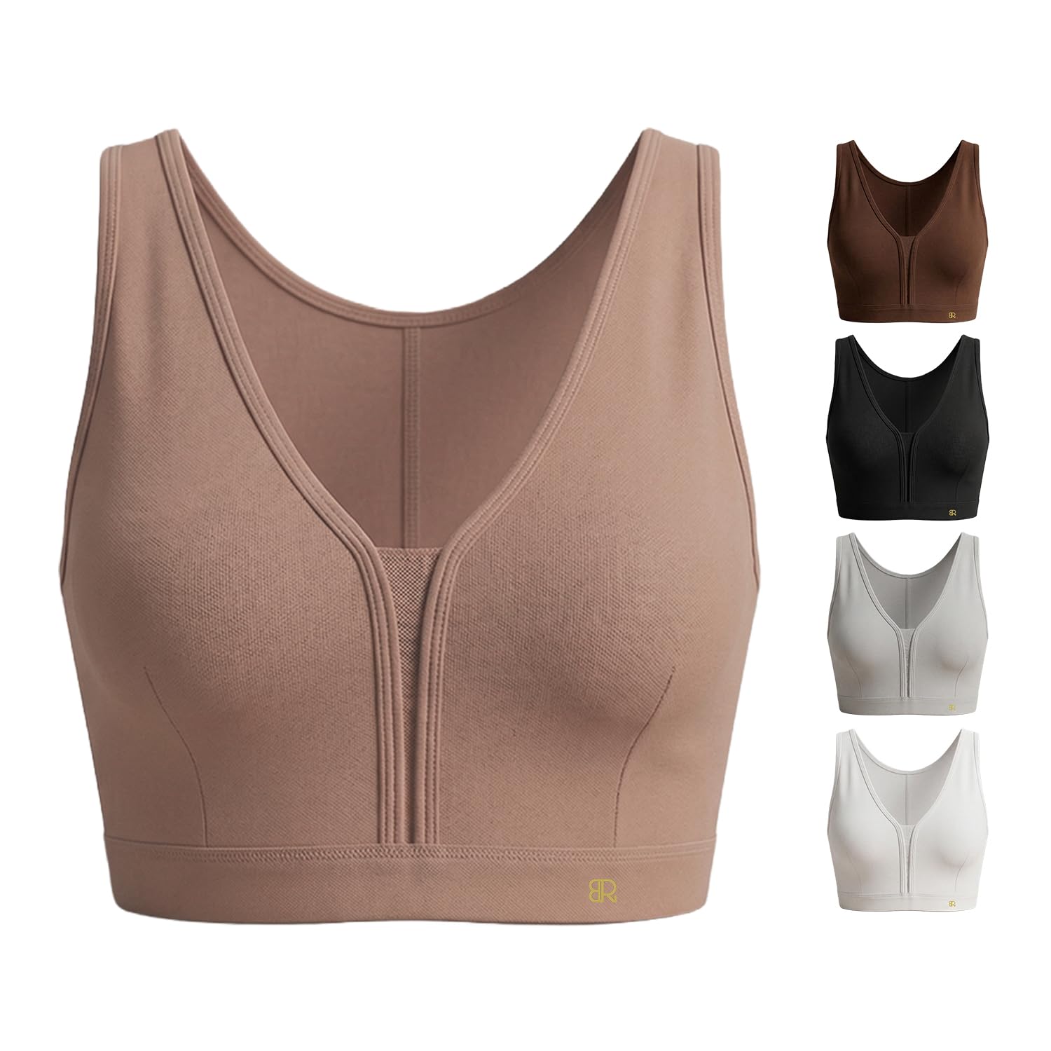 Women's High Impact Sports Bra Wire Free V Neck Full Coverage-picture-18