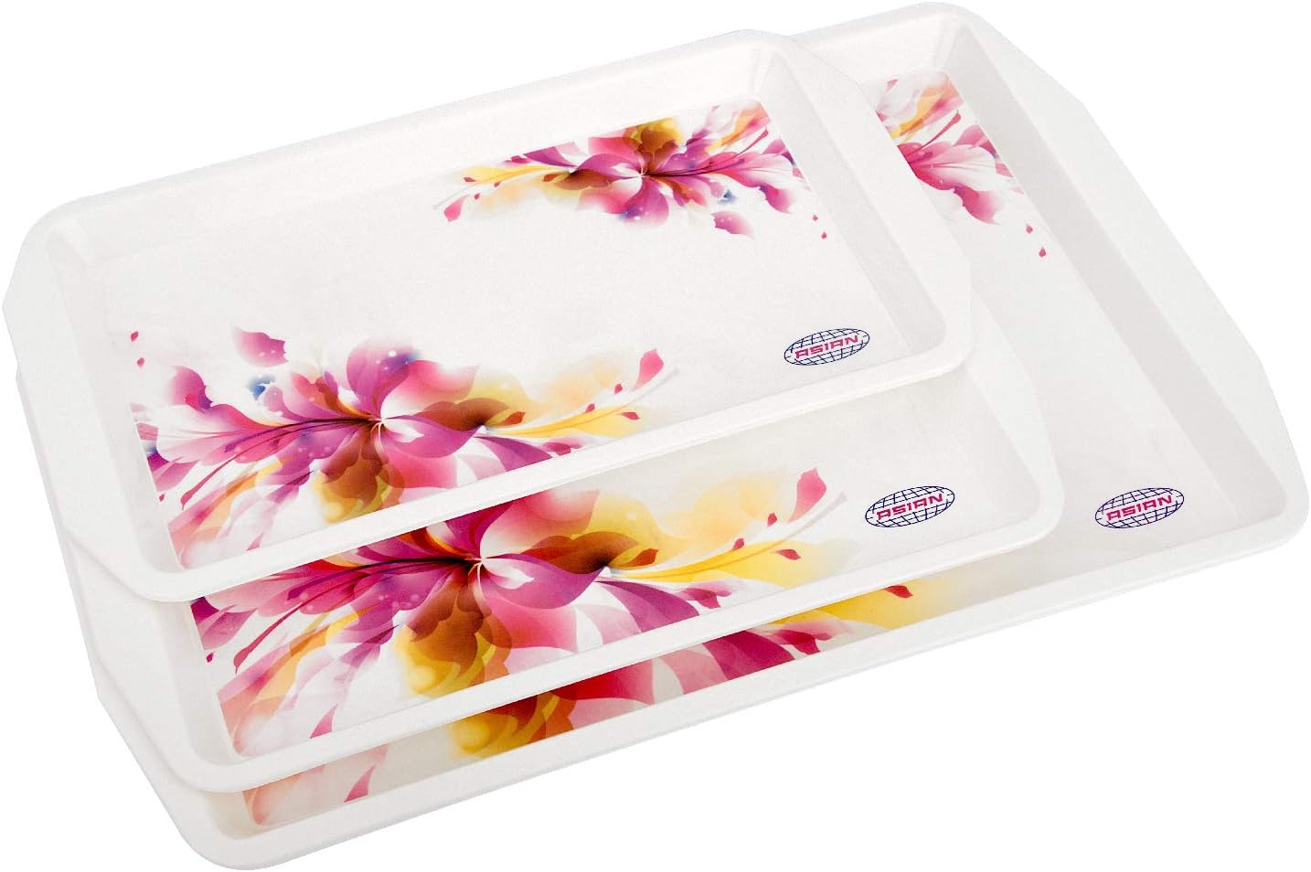 ASIAN Franco Plastic Trays for Serving Tea Snacks - Set of 3, Assorted, Small/Medium/Large