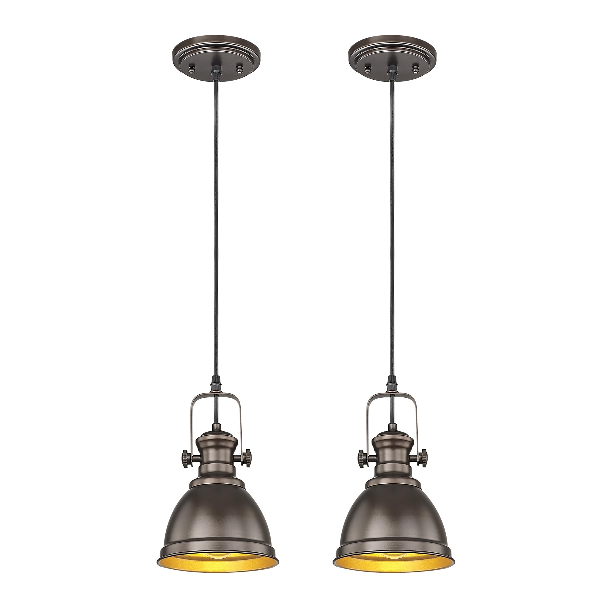 2 Pack Pendant Lights Kitchen Island, Farmhouse Hanging Lights Fixtures with Metal Shade, Rustic Kitchen Pendant Lighting Over Island for Dining Room, Oil Rubbed Bronze, AD-2151-1P2-ORB