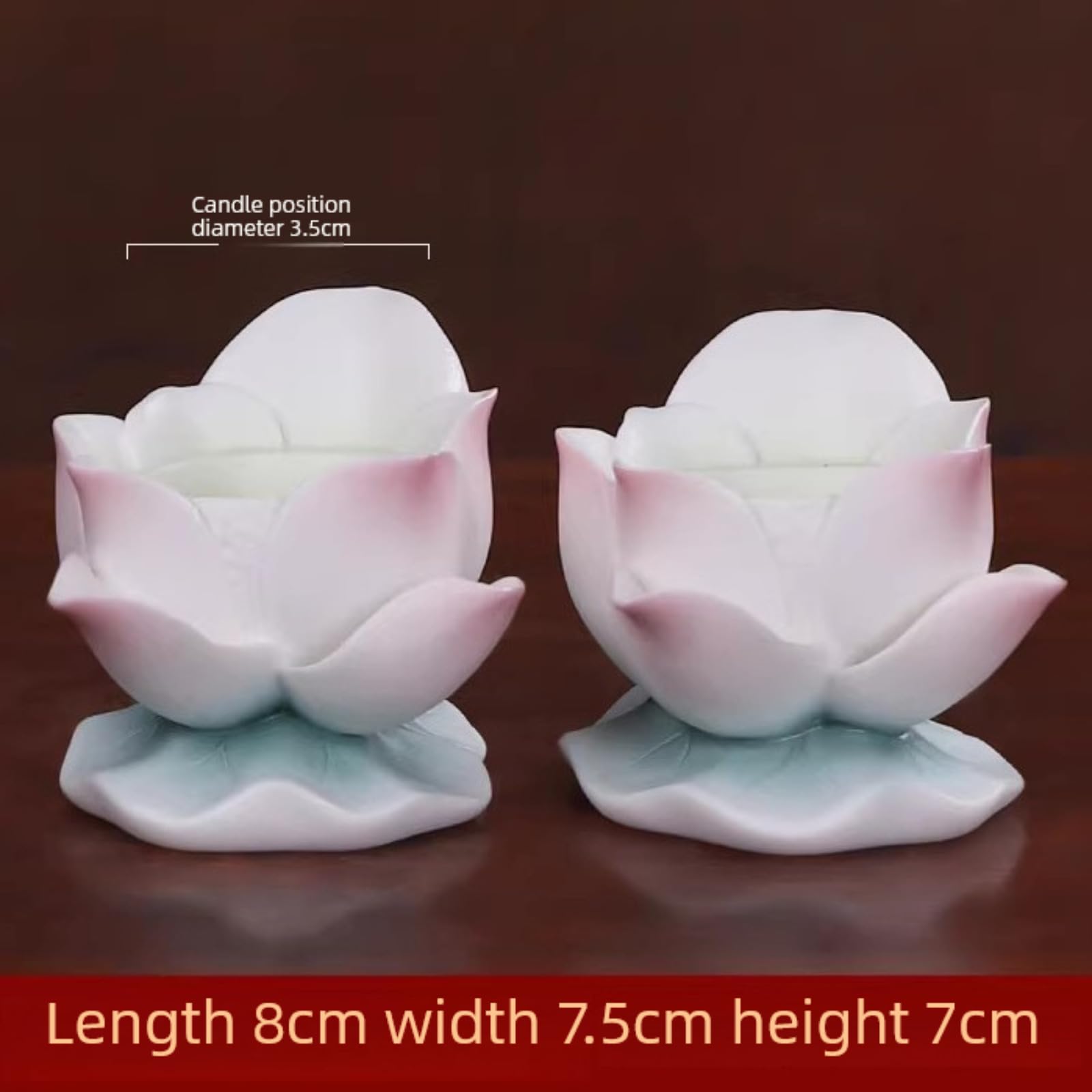 2 candelabros de cerámica de loto para el hogar, 8 cm, adorno para velas budistas