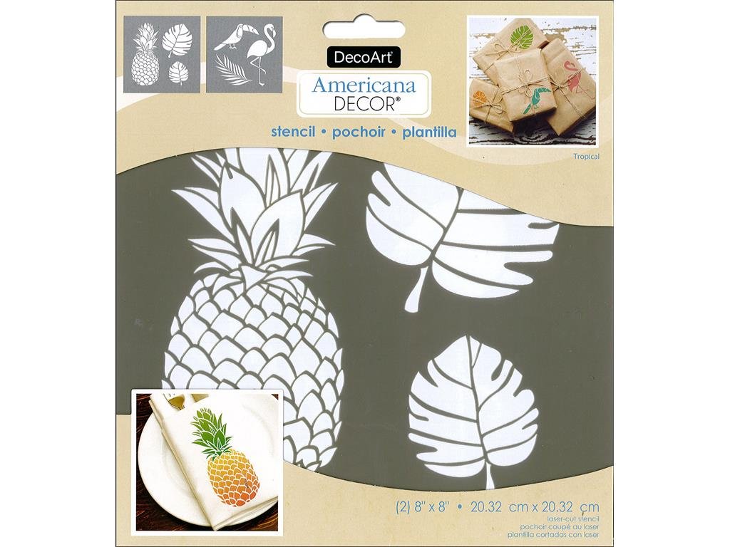 Decoart DECADS-K.207 Decor Stencil 8x8 Tropical Americana Decor Stencil 8x8 Tropical