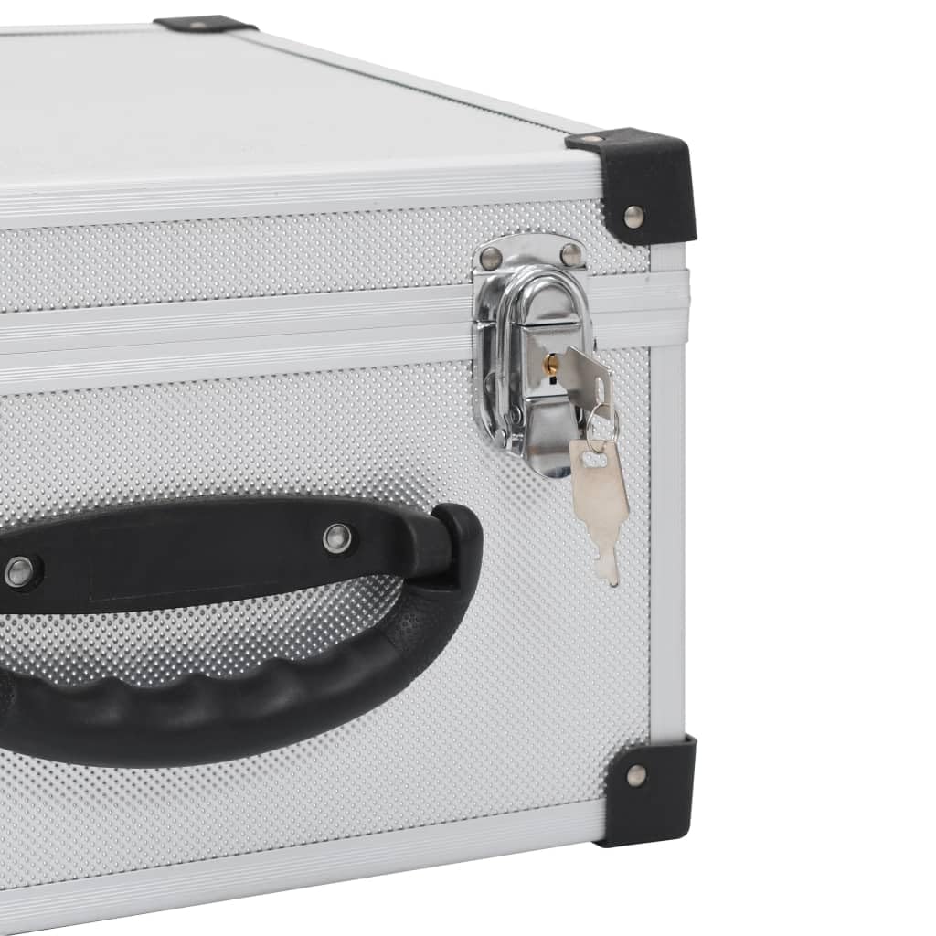 Caja para 40 CD de aluminio y ABS plateado con protección resistente, ahorra espacio, se puede cerrar con llave, ideal para organización, viajes, oficina y hogar