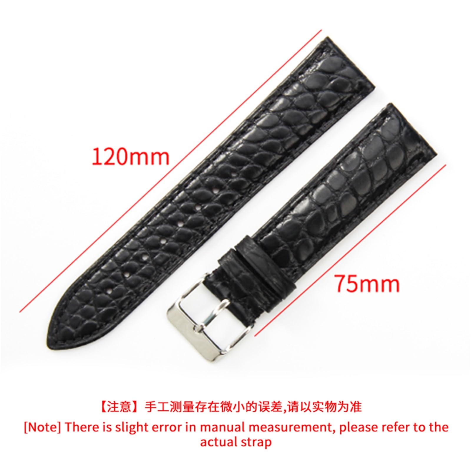 Generico Męski i damski pasek do zegarka z prawdziwej skóry z klamrą igłową do MasterWatchband(Brown White-Rose-B1,20mm)