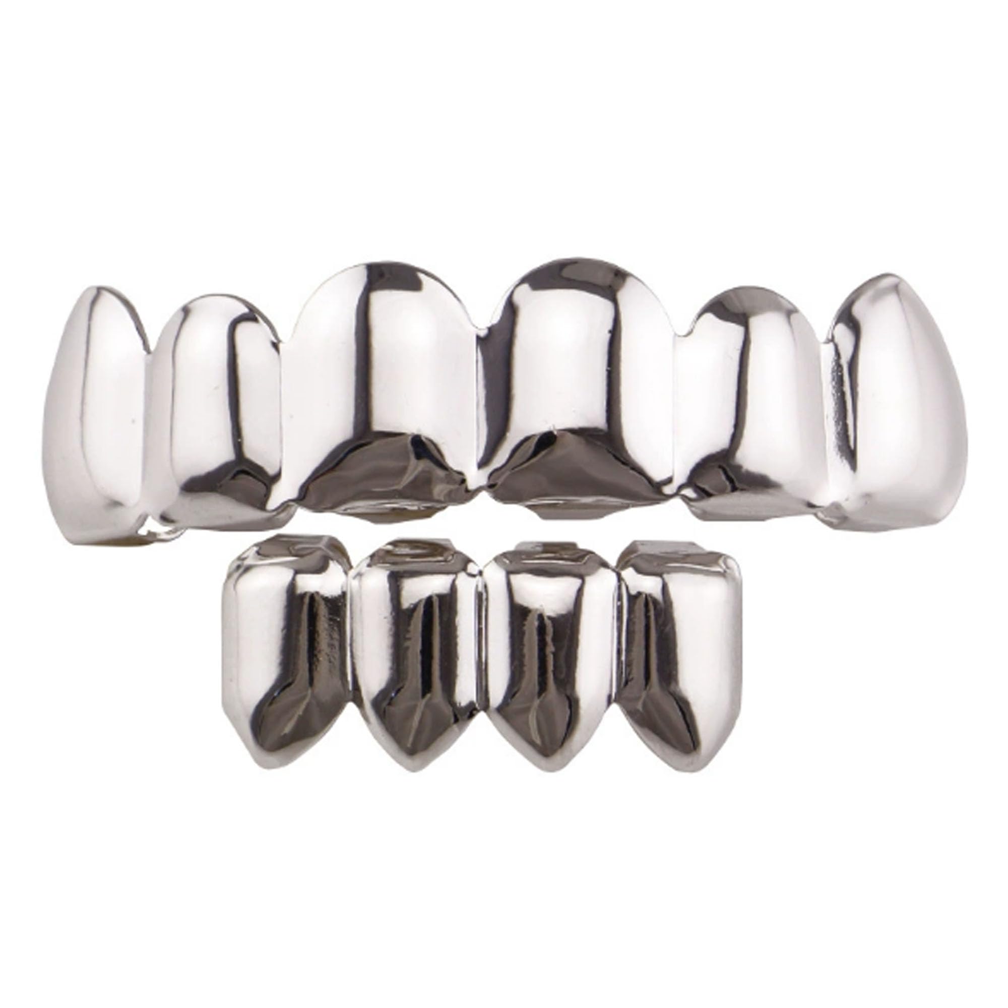 LONGHAO Hip Hop Teeth Grills Hip Hop Teeth Golden Hip Hop Grills Braces Decoration Grillz Teeth Set with 2 Silicone Moulding Strips for Music Festival Parties Hip-Hop Rapper Pack of 2, 0, Metal, 0