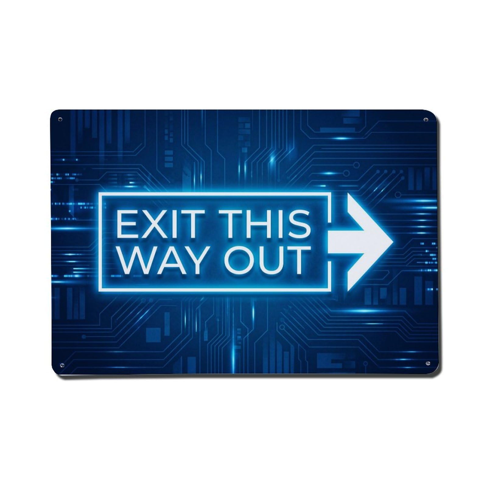 Exit This Way Out Glow in Dark 1 Metal Tin Sign Plaque Wall Decor for Cafe, Club Bar, Office, Home Garden Metal Poster 8x12Inch