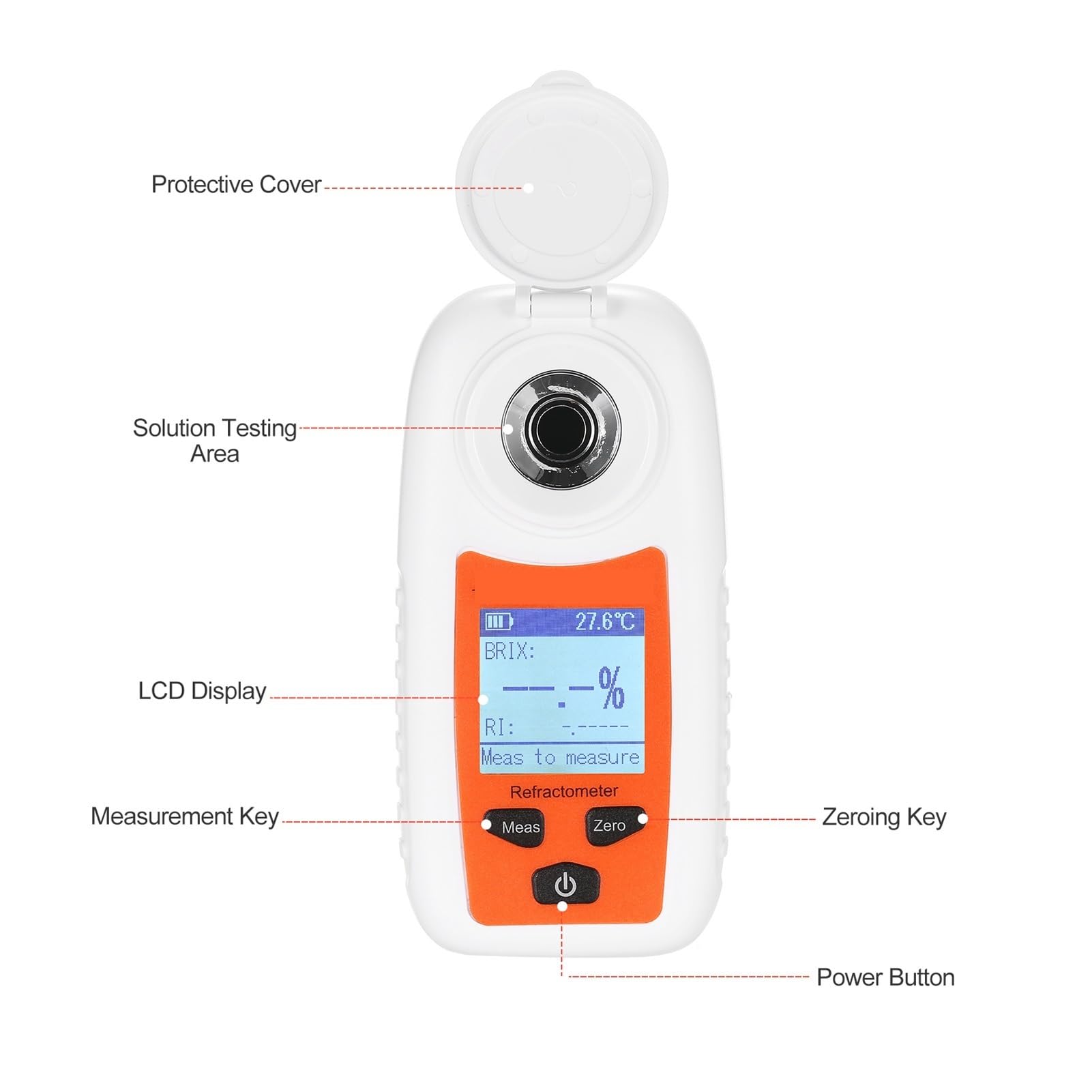 Refraktometr, LCD Digital Refractometer Handheld Honey ATC Sugar Percent Tester Concentration Detector
