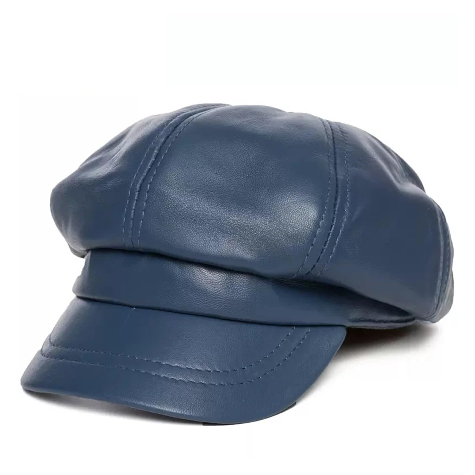 Winter Sheepskin Octagonal Hat For Women Genuine Leather Korean Trendy Painter Beret Caps Red Blue Streerwear Bone Femme