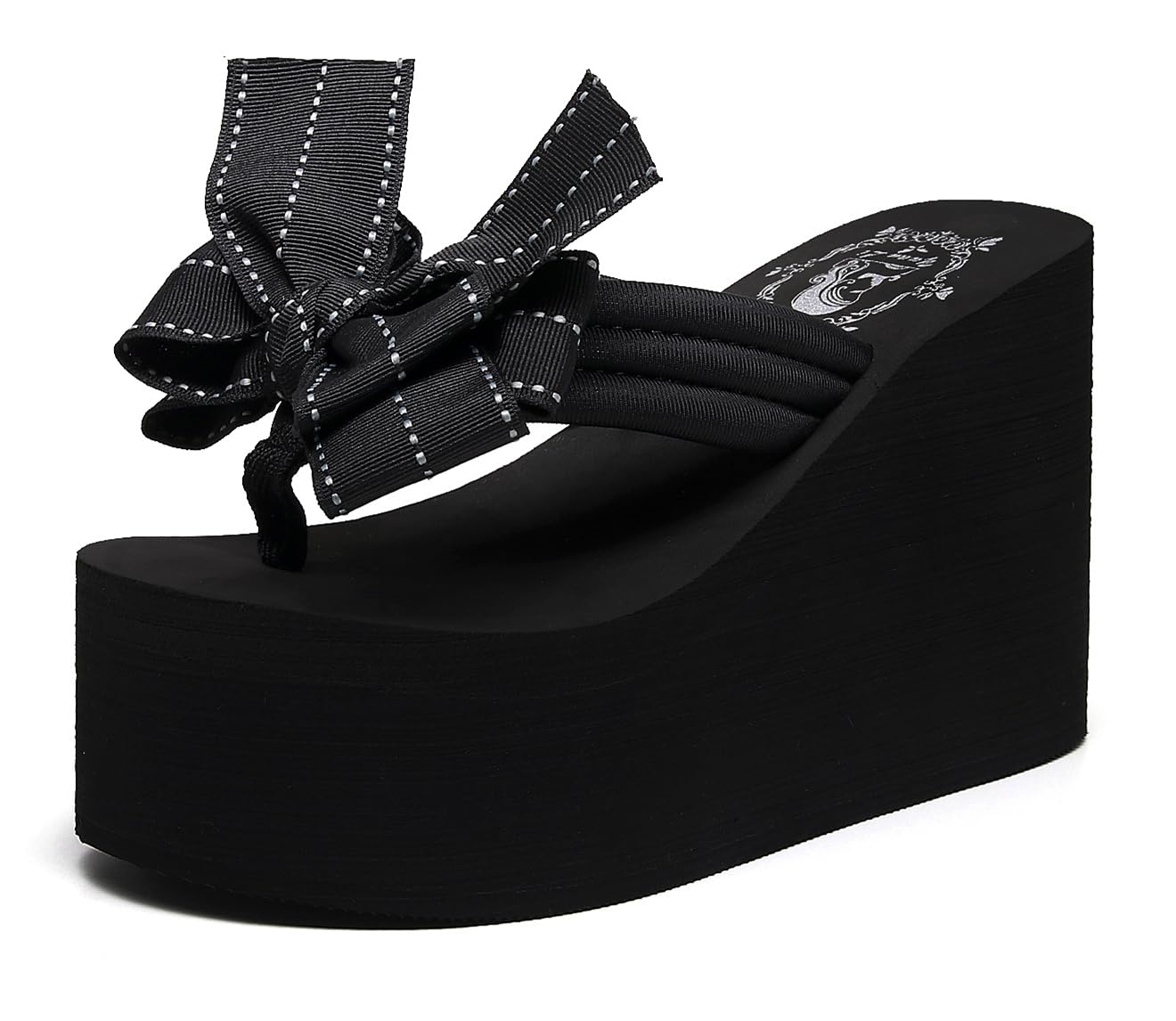 HUASON Womens Platform Wedge Flip Flops Chunky High Heel Sandals Beach Thong Heeled Sandal Slippers for Women