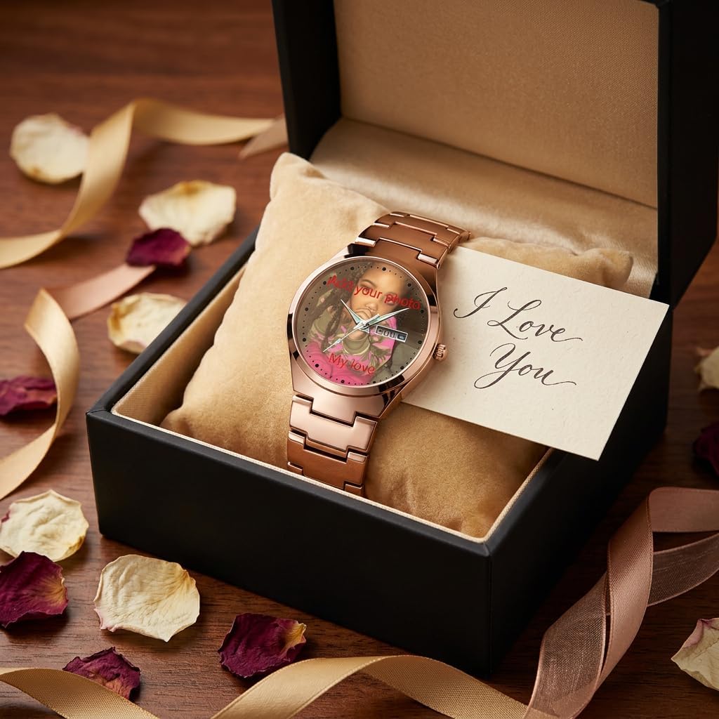 Personalized Watch Custom Watches with Photo Picture Watch for Men, Personalized Fathers Family Women Mens Couples Gift for Husband Or Dad 001