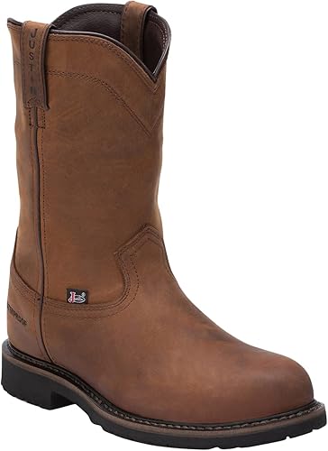 Justin Wyoming - Botas de trabajo impermeables para hombre, puntera de acero, color marrón, 14 EE EE. UU