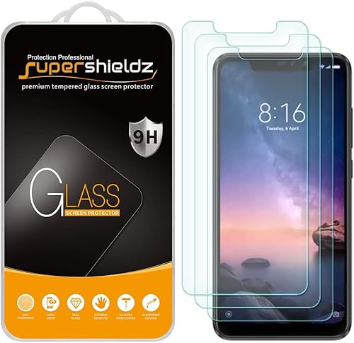 Supershieldz Protector de pantalla de vidrio templado diseñado para Xiaomi Redmi Note 6 Pro, antiarañazos, sin burbujas