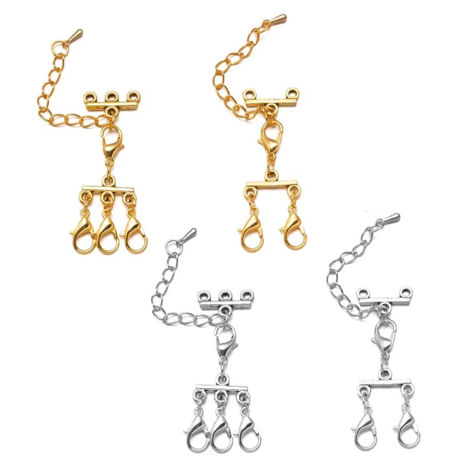 Ffdhwu Gold 4 Pieces Jewelry Connecting Buckles, Necklace Layered Buckles, Bracelet Buckles, Jewelry Buckles, Necklace Connectors, Jewelry Making Supplies
