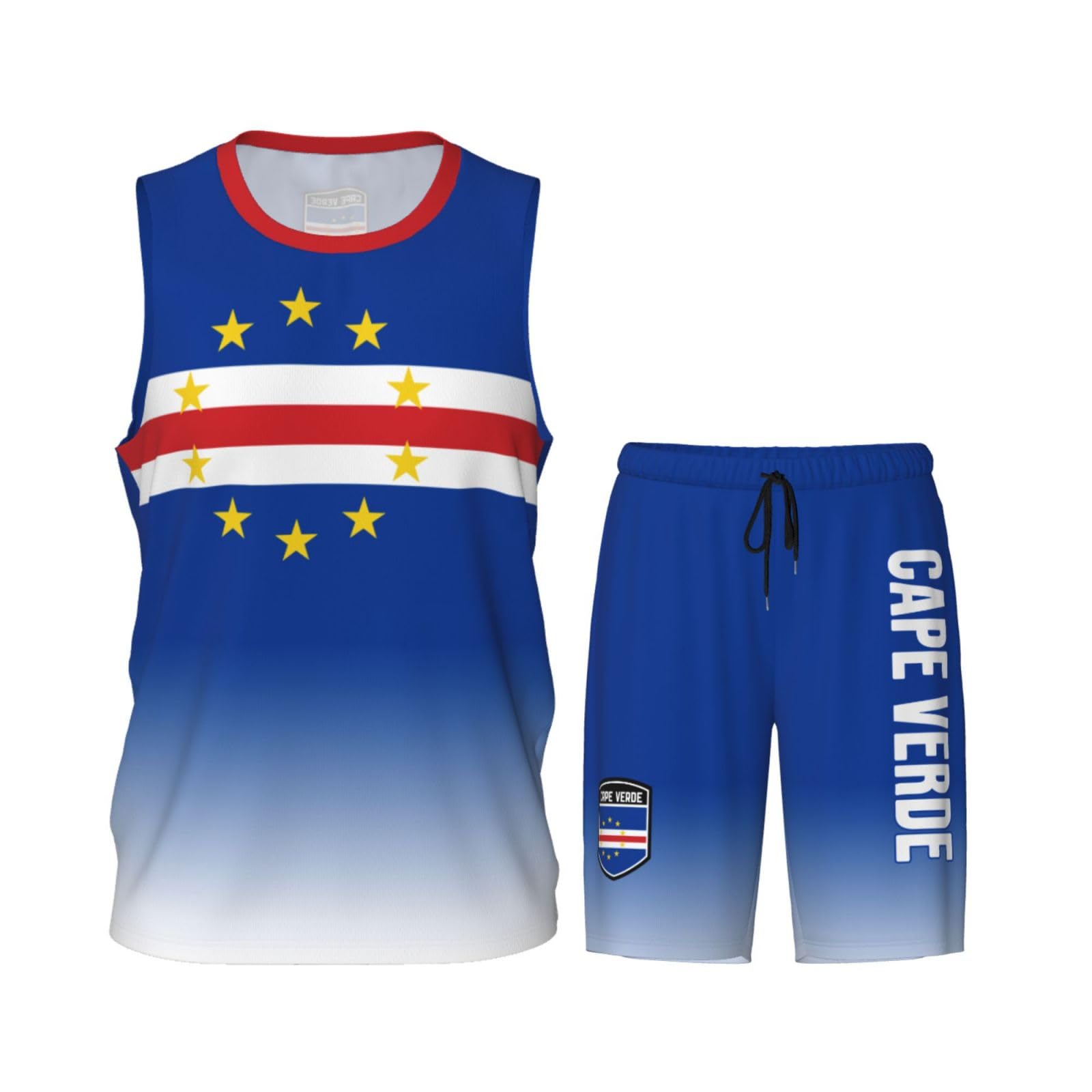 DABOYOZHZH Cape Verde Flag Basketball Uniform Suit for Men Team Training Athletic Gradient Jersey