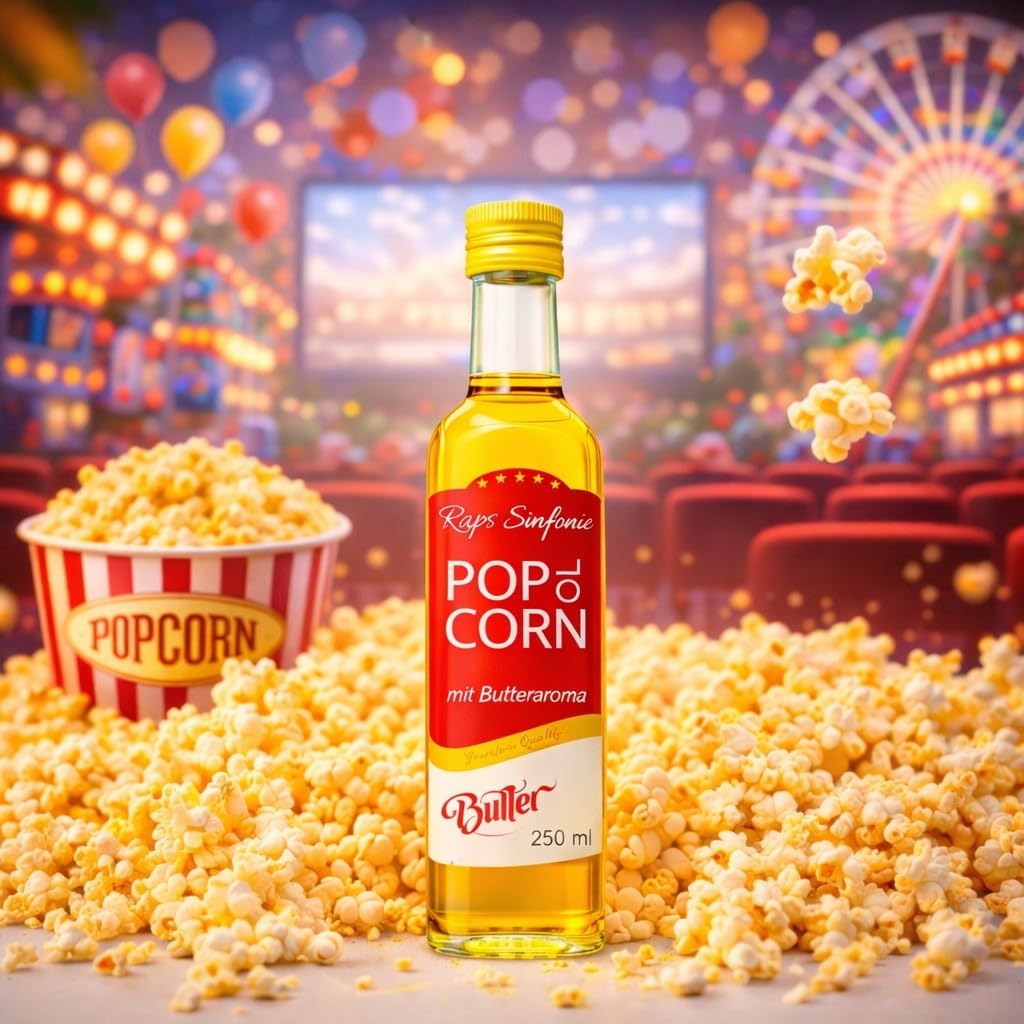 Hopser Food Fun 250 ml aceite de palomitas de maíz con fino sabor a mantequilla natural y práctico pico vertedor Palomitas de maíz
