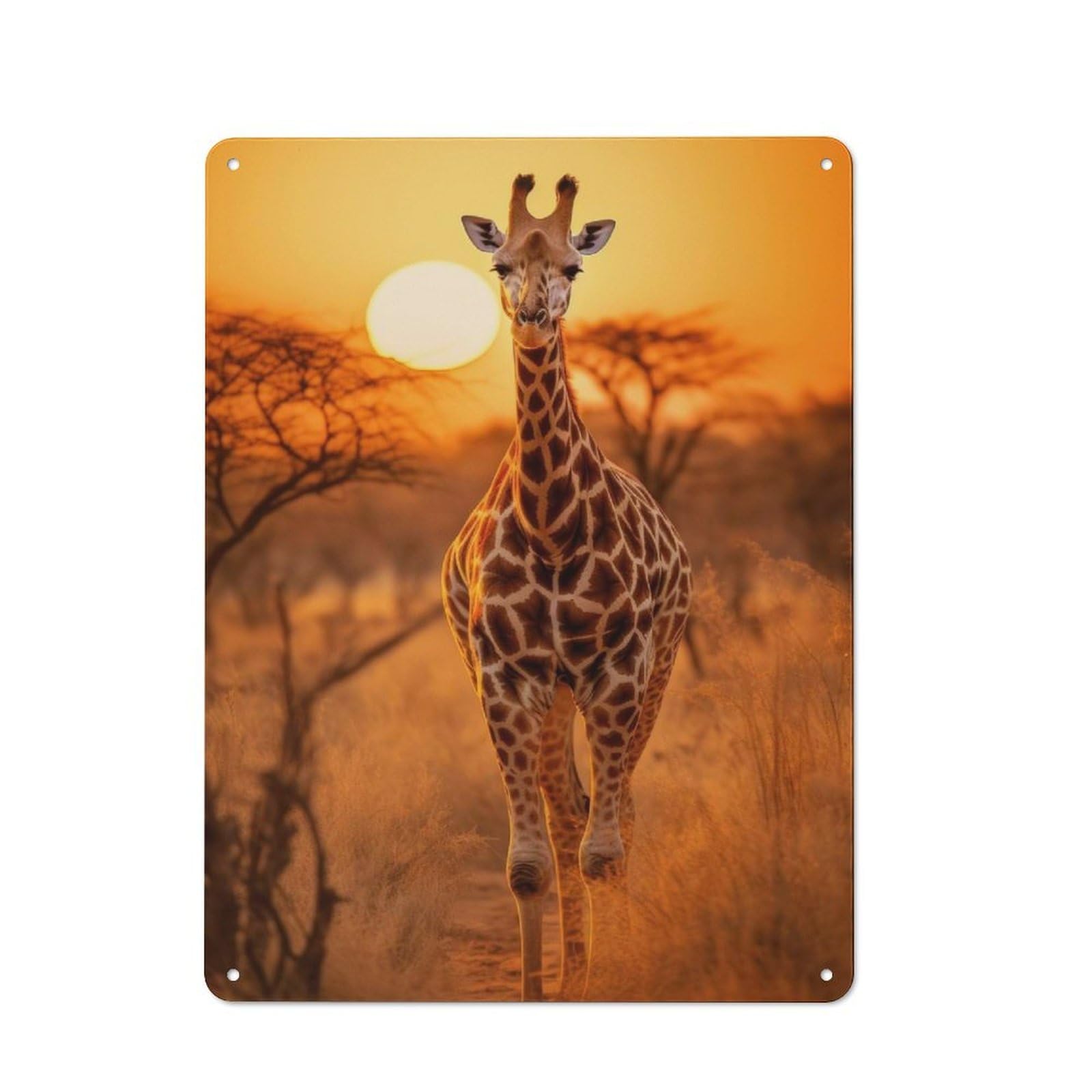 Hot Sunset Animal Wildlife Metal Wall Sign 40x30cm, Rustic Classic Pub Decor for Cafe, Pub, Workshop Or Home Bar