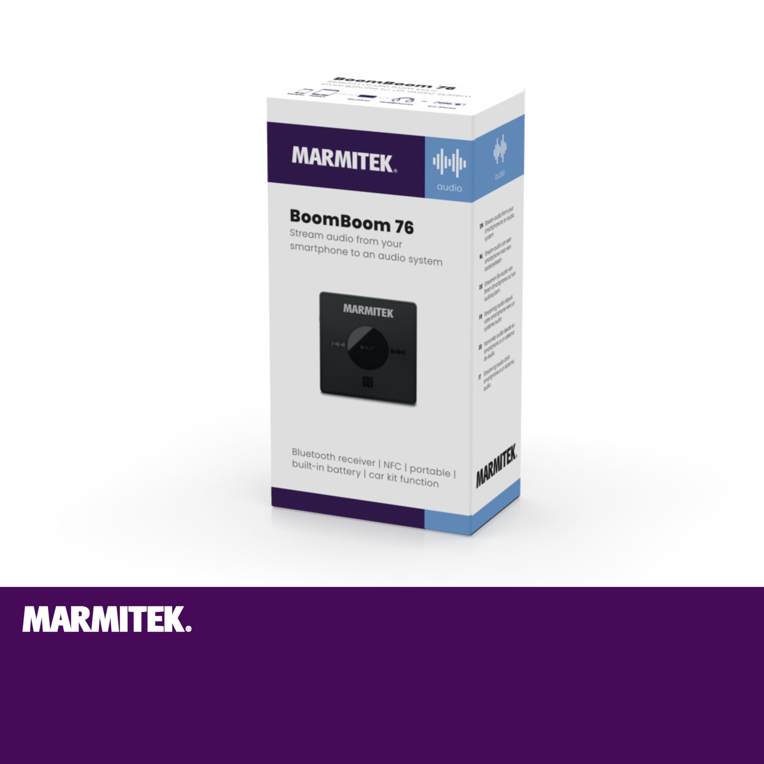 Ricevitore Bluetooth - Marmitek BoomBoom 76 - Stereo Auto - Batteria Portatile - NFC aptX - Vivavoce - Suono di Qualità - Connessione Veloce