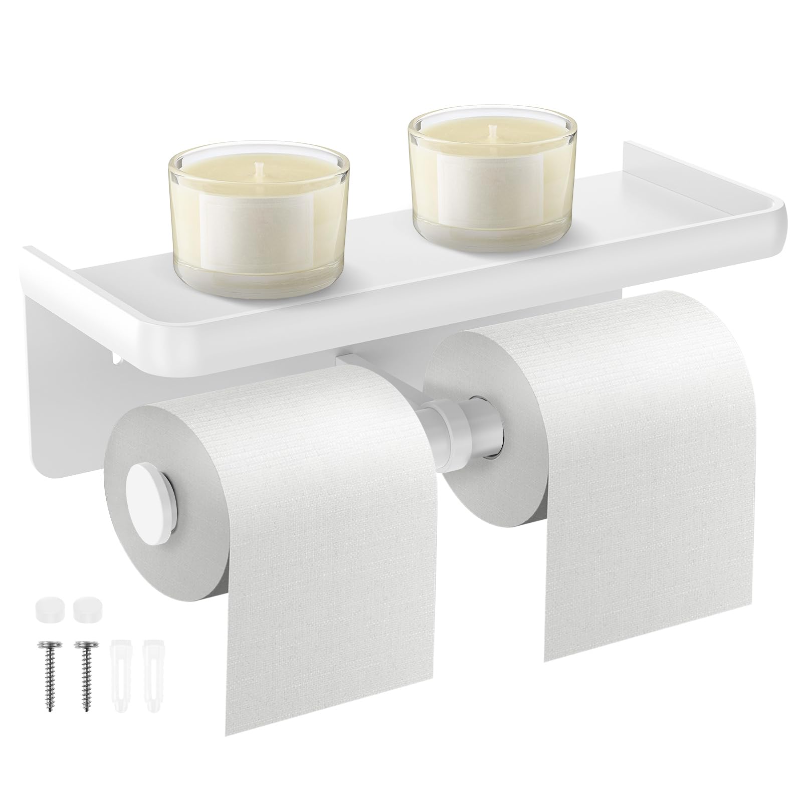 Amazon.co.jp: XYDHQS ダブルトイレットペーパーホルダー 棚付き 壁