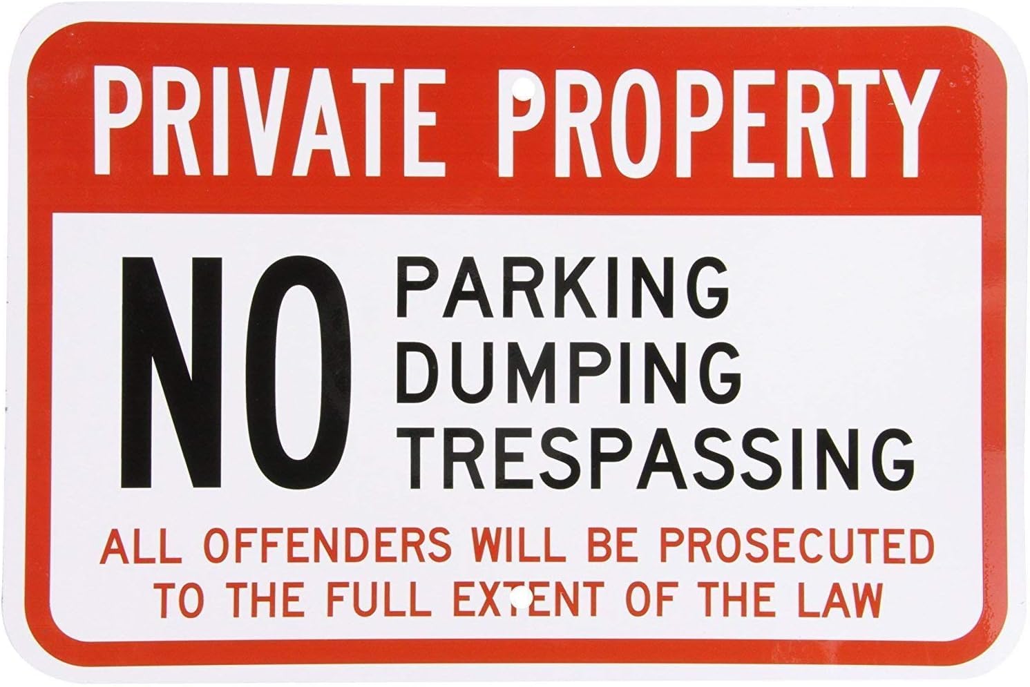 Private Property No Parking/Dumping/Trespassing Rust-Free Aluminum Warning Sign - Weather Resistant, Waterproof, Easy to Mount for Villa, Factory, Indoor/Outdoor Yard 8""x12""​