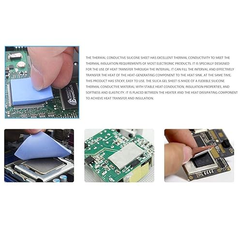 Miniatura 6 de Almohadilla térmica, 5 piezas 3.937 x 3.937 x 0.020 in 1.5Wm-k almohadilla de conductividad térmica de silicona para CPU GPU disipador de calor hoja