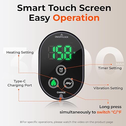 Miniatura 7 de Masajeador de tobillo y pies  3 niveles de calor y vibración ajustable, temporizador inteligente, pantalla táctil, compacto y portátil para todas