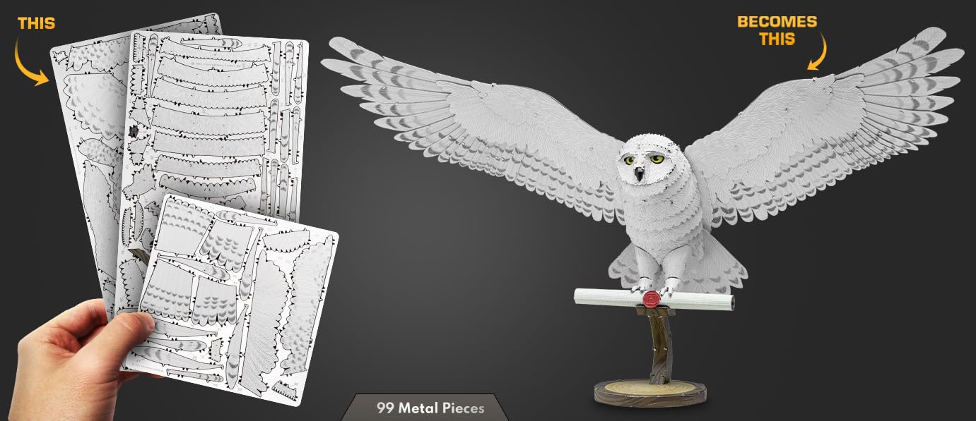 Fascinations Metal Earth Premium Series Harry Potter Hedwige 3D Metal Model Kit Bundle avec pince à épiler