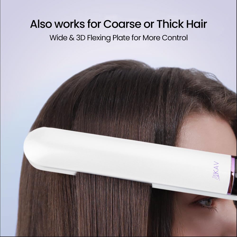 KAV Lucia Pearls Flat Iron Hair Straightener and Curler 2 in 1, Ceramic Straightening Iron 430?, Fast Heat 1 Inch Hair Iron Gift for Women Girls, Auto Shut Off