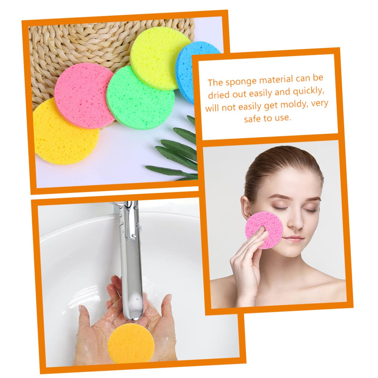 DOITOOL 150pezzi Spugne Per Detersione Viso Cellulosa Spugnette Colorate Per Rimozione Trucco e Pulizia Facciale Per Uso Quotidiano Spessore
