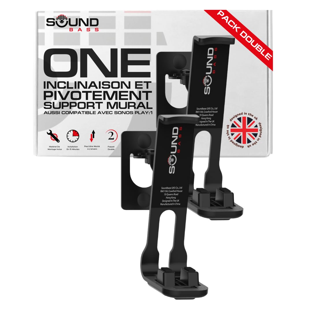 Sound bass Support Mural One, GEN 2, One SL, Play:1, Pack Double, Noir