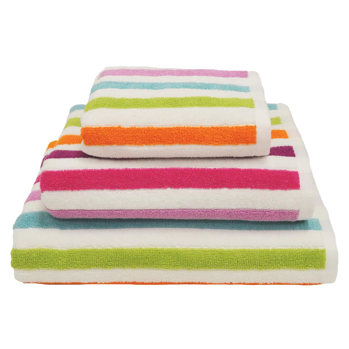 Allure Cali Multi Striped 3 Pack Towel Set, 100% Cotton - Super Soft, Absorbent, Quick Dry Bathroom Towel Bale including 1 x Hand Towel, 1 x Bath Towel, 1 x Bath Sheet