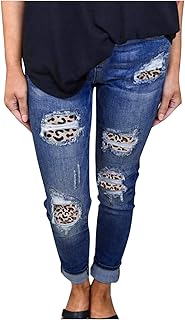 URIBAKY - Jeans denim slanciati, da donna, a vita alta, con bottoni, stile skinny